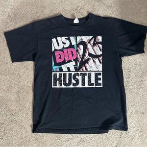 Vintage 'Just Did It 23 Hustle' Retro Color Graphic Yazbek Y2K Black T Shirt